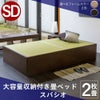 畳の下が大容量収納になっている畳ベッド「スパシオ」セミダブルサイズの設置イメージ