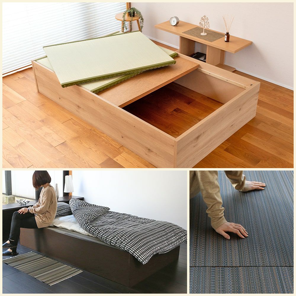 畳の下が大容量収納になっている畳ベッド「スパシオ」セミダブルサイズの設置イメージ