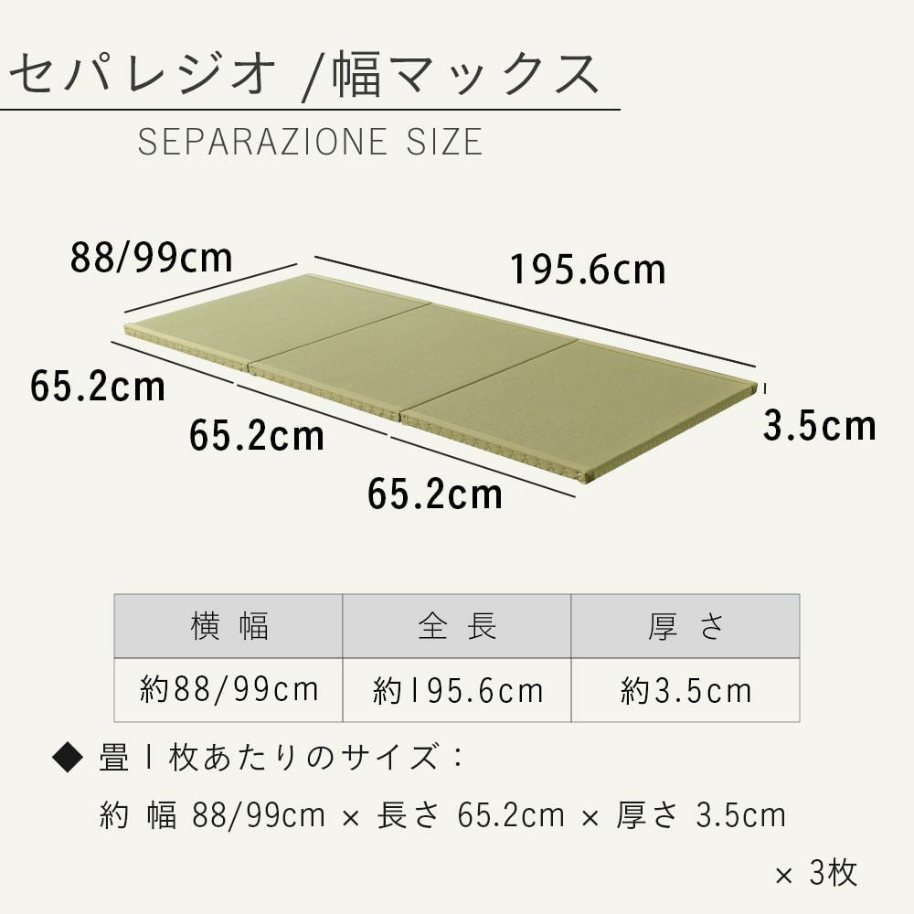セパレジオ、セパレジオ幅マックスのサイズ詳細