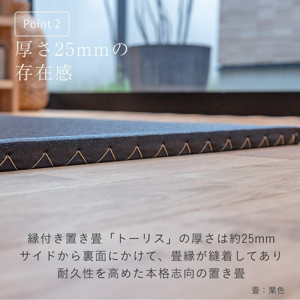 大きめサイズ 縁付き 置き畳 「トーリス」4枚セット｜たたみのこうひん