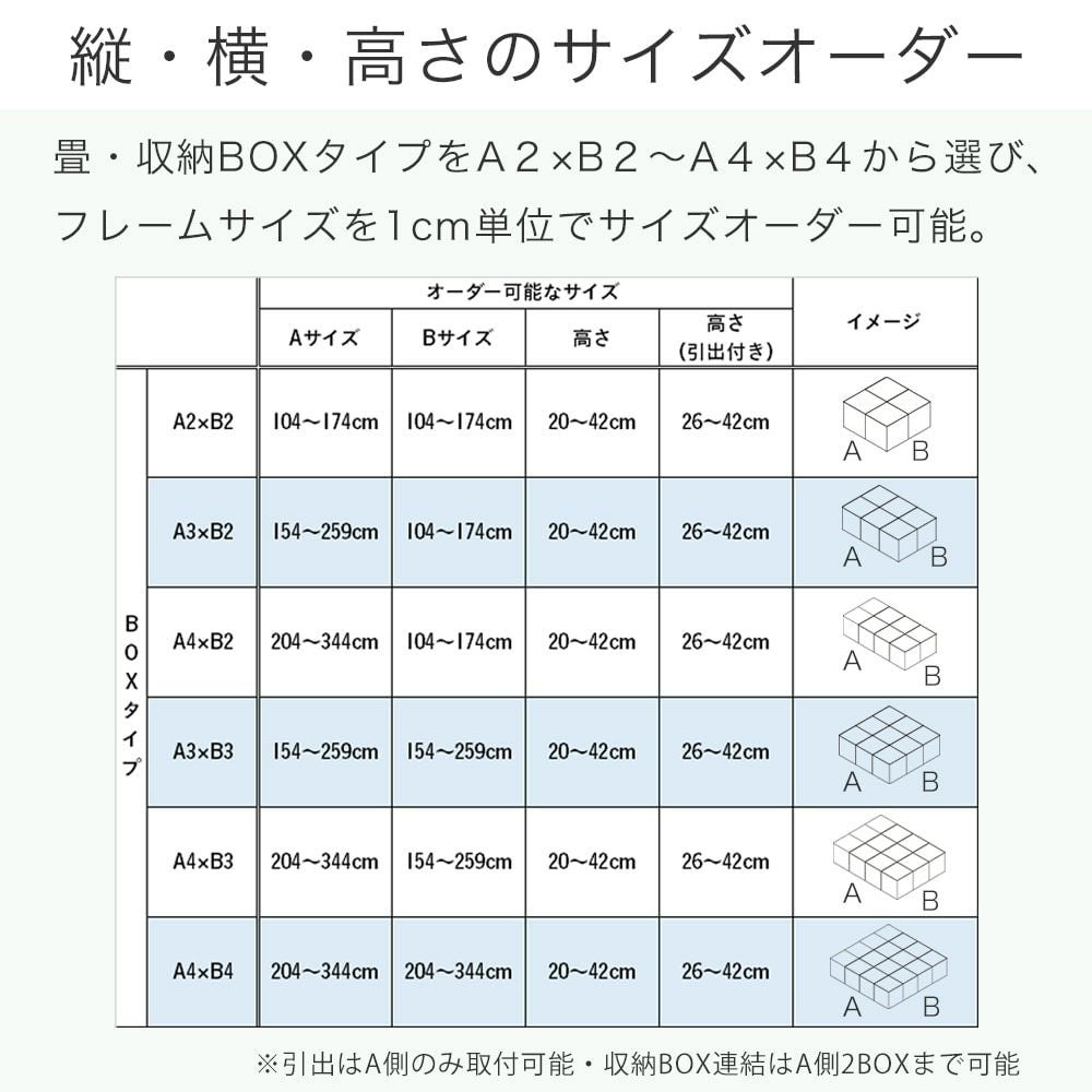 オーダーエスパスのタイプ別サイズ表