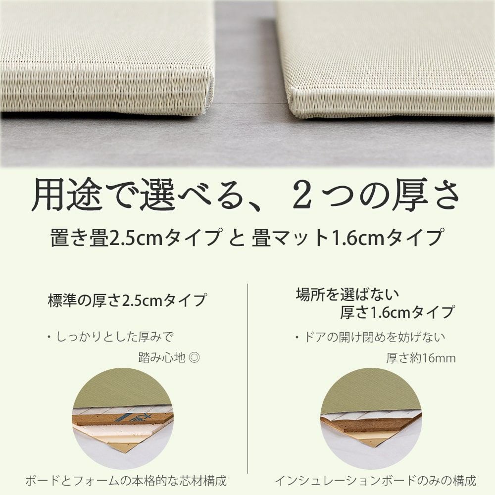 ホンカイで選べる25mmと16mmの厚さの違いを比較する画像