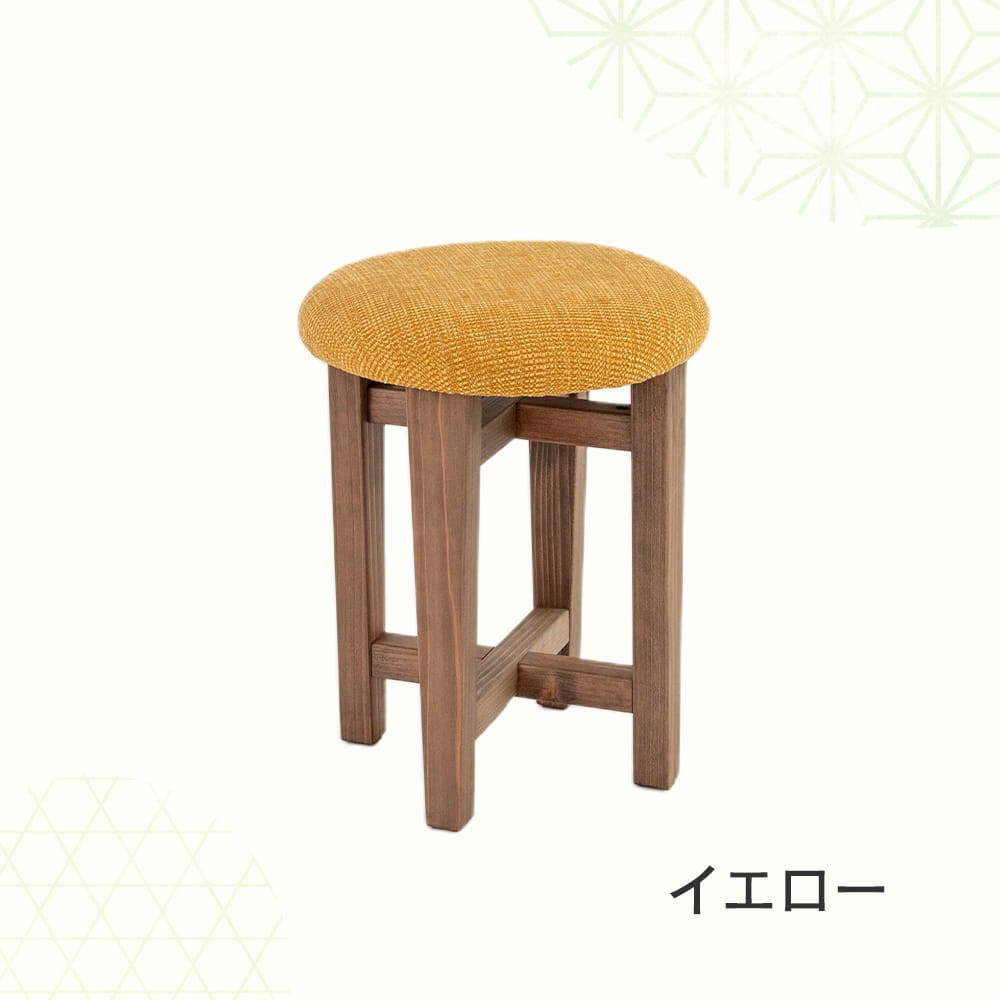 木製丸椅子・スツール「ライオ」のイエローの画像