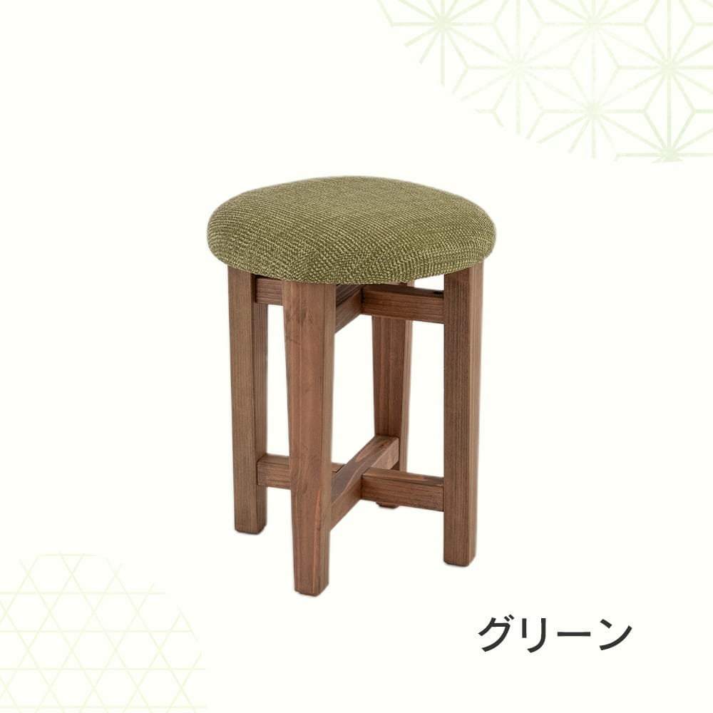 木製丸椅子・スツール「ライオ」のグリーンの画像
