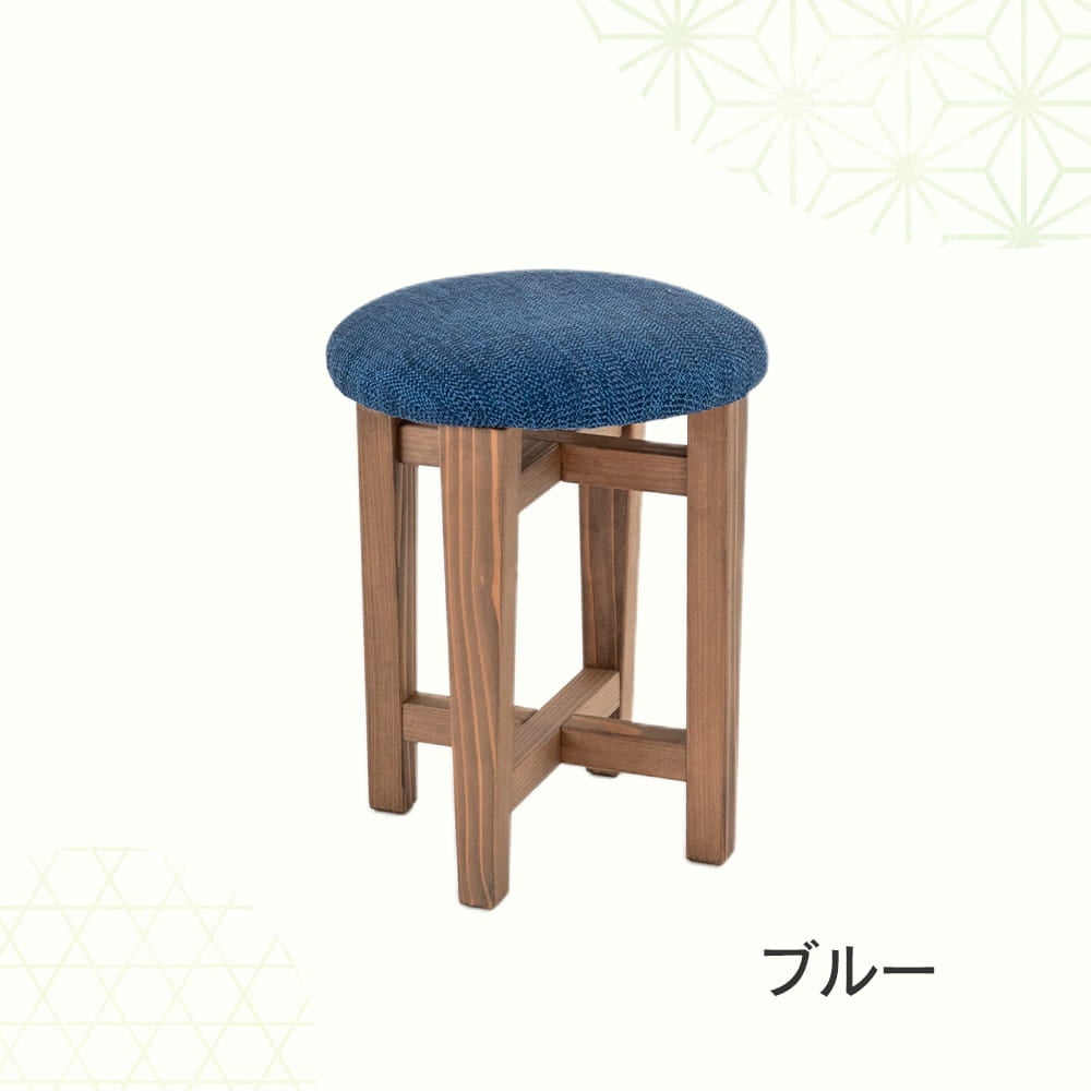 木製丸椅子・スツール「ライオ」のブルーの画像