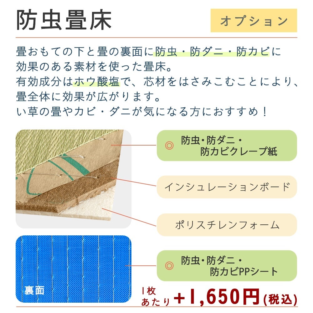 防虫畳床の特長と1枚あたりの追加料金